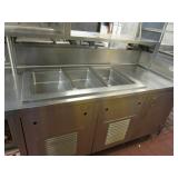 Prep Table w/Full Length Top Warmer, (2) Refrigerated Sections, (3) Warmer Drawers, Sink & Micros Integrated Serving System