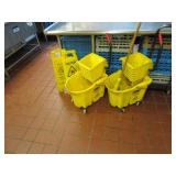 (2) Mop Buckets & Wet Floor Signs