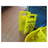 (2) Mop Buckets & Wet Floor Signs