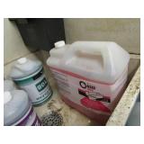 Large Lot of Cleaning Supplies & Rack