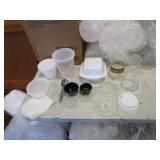 Large Lot of Plastic Containers, Cups & Napkins