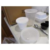 Large Lot of Plastic Containers, Cups & Napkins