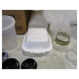 Large Lot of Plastic Containers, Cups & Napkins