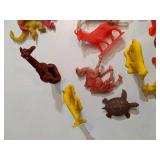 Vintage Plastic Farm Animals, Cowboys and Indians with a Barrel of Monkeys