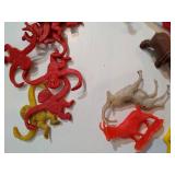 Vintage Plastic Farm Animals, Cowboys and Indians with a Barrel of Monkeys