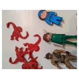 Vintage Plastic Farm Animals, Cowboys and Indians with a Barrel of Monkeys