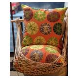 Swinging Macrame Porch Swing with Cushions