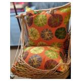 Swinging Macrame Porch Swing with Cushions