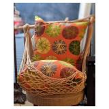 Swinging Macrame Porch Swing with Cushions