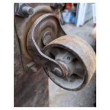 Vintage Wood Freight Cart on Steel Castors