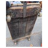 Vintage Wood Freight Cart on Steel Castors