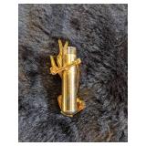 Vintage Gold Hand with glass Bud Vase Brooch - Rare