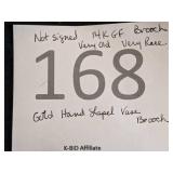 Vintage Gold Hand with glass Bud Vase Brooch - Rare