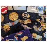 Large Lot of American and Russian Military Memorabilia Including Medals, Hats, Pins and more