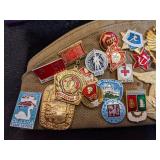 Large Lot of American and Russian Military Memorabilia Including Medals, Hats, Pins and more