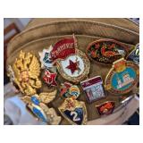 Large Lot of American and Russian Military Memorabilia Including Medals, Hats, Pins and more