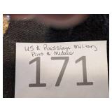 Large Lot of American and Russian Military Memorabilia Including Medals, Hats, Pins and more