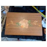 Beautiful Handcrafted Wood Jewelry Box with Inlaid Flower