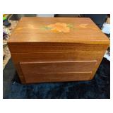 Beautiful Handcrafted Wood Jewelry Box with Inlaid Flower