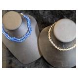 Vintage Crystal Necklaces/Chokers in Clear and Blue - Stunning