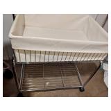 Rolling Laundry Basket with Attached Bar for Hanging Clothes