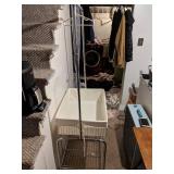Rolling Laundry Basket with Attached Bar for Hanging Clothes