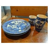 Vintage Antique Blue and White Dishes Japan