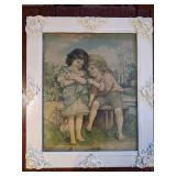 Vintage "The Pet Rabbit" Print in Frame