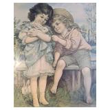 Vintage "The Pet Rabbit" Print in Frame