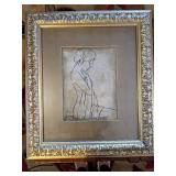 Lady Bathing in ornate Gold Frame