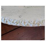 Horses in Round Wood Frame Painted White Art Picture