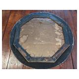 Horses in Round Wood Frame Painted White Art Picture