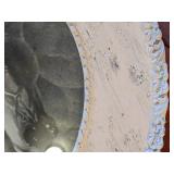 Horses in Round Wood Frame Painted White Art Picture