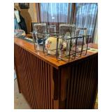 Oak Bar with locked storage and Pictured Barware
