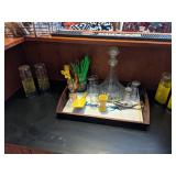 Oak Bar with locked storage and Pictured Barware