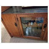 Oak Bar with locked storage and Pictured Barware