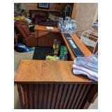 Oak Bar with locked storage and Pictured Barware