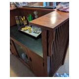 Oak Bar with locked storage and Pictured Barware