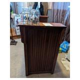 Oak Bar with locked storage and Pictured Barware