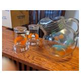 Vintage Orange Juice Pitcher with Glasses