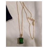 Stauer Necklace with Green Stone and 925 Chain