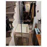 Rolling Laundry Basket with Attached Bar for Hanging Clothes
