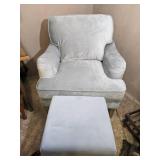 Powder Blue Velvet Tommy Hilfiger Chair with Ottoman - Beautiful and Comfortable