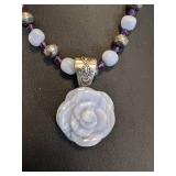Carolyn Pollack Sterling Silver and Blue Lace Agate Statement Necklace