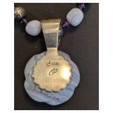 Carolyn Pollack Sterling Silver and Blue Lace Agate Statement Necklace