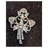 Sterling Silver and Clear Gem Brooch