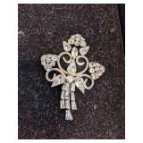 Sterling Silver and Clear Gem Brooch