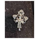 Sterling Silver and Clear Gem Brooch
