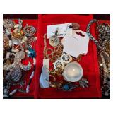 Vintage Jewelry Box filled with Costume Jewelry some Vintage