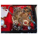 Vintage Jewelry Box filled with Costume Jewelry some Vintage
